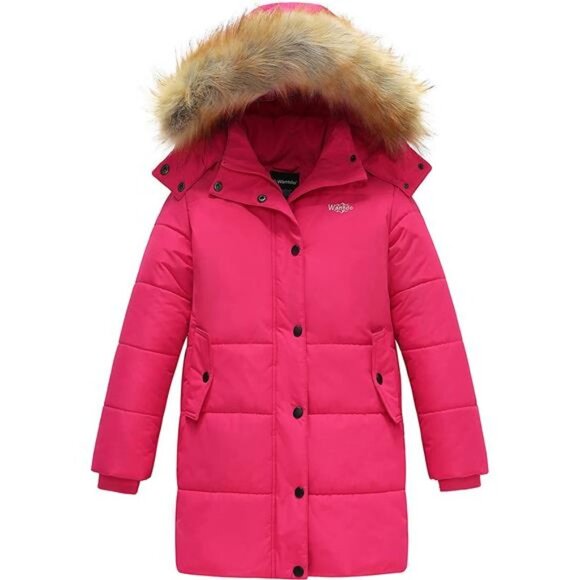 Girl's Water Resistant Winter Coat Thicken Fleece Lined Puffer Jacket